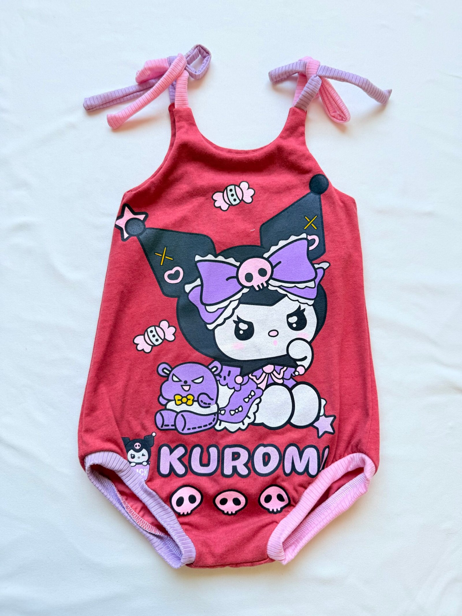 Kuromi Upcycle Camellia Romper
Size 18-24m