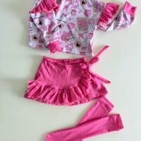 3/4Y | Ruffle sleeve Top & Ruffle Skort & Knee High Socks