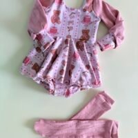 12-18m | Bishop Sleeve Brielle Romper w/ Snaps and Knee High Socks
