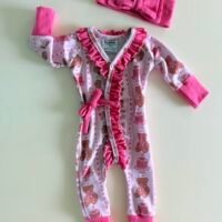 3-6m | Ruffle River Romper & Bow headband