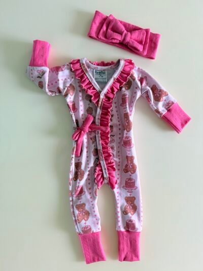 3-6m | Ruffle River Romper & Bow headband