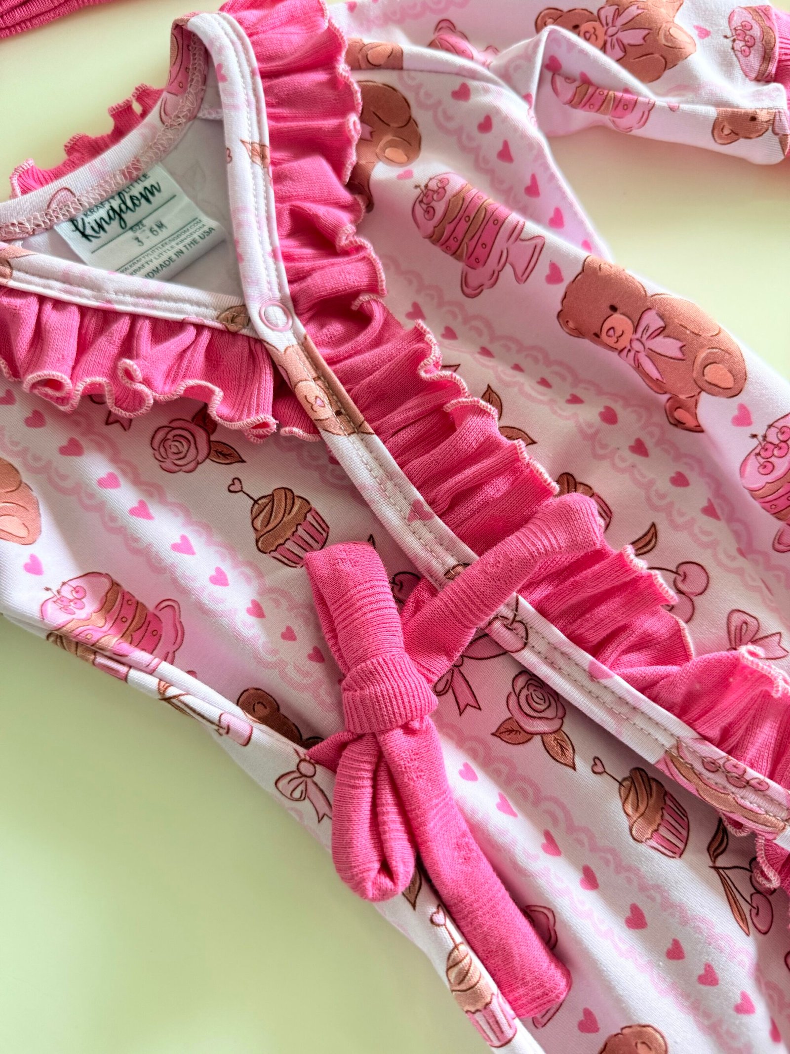 3-6m | Ruffle River Romper & Bow headband