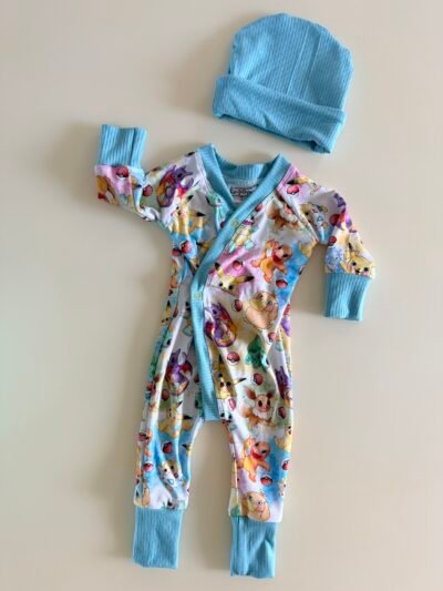0-3m | River Romper & Beanie