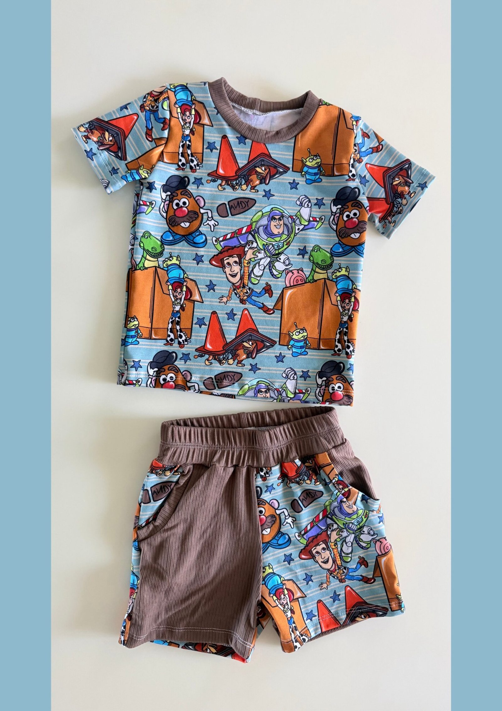 18-24m | Basic Tee & Pocket Colorblock Shorts